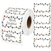 Whaline Christmas Direct Thermal Labels Stickers Colorful Xmas Light Bulbs Rectangle Self-Adhesive Printer Decals for DIY Candle Name Tag Logo Design, 500 Pcs