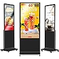 JASZDOT Digital Signage Display, LCD Screen Digital Kiosks & Interactive Displays 4K Totem Floor Standing Auto AD Player with USB/HDMI/WiFi Android OS(65'' Black Non-Touch)