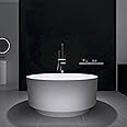 Tubcraft 49" Freestanding Bathtub, Modern Soaking Stand Alone Tub Solid Surface Resin Stone Bathtub with Pop Up Drain and Overflow, Matte White 311MW1250