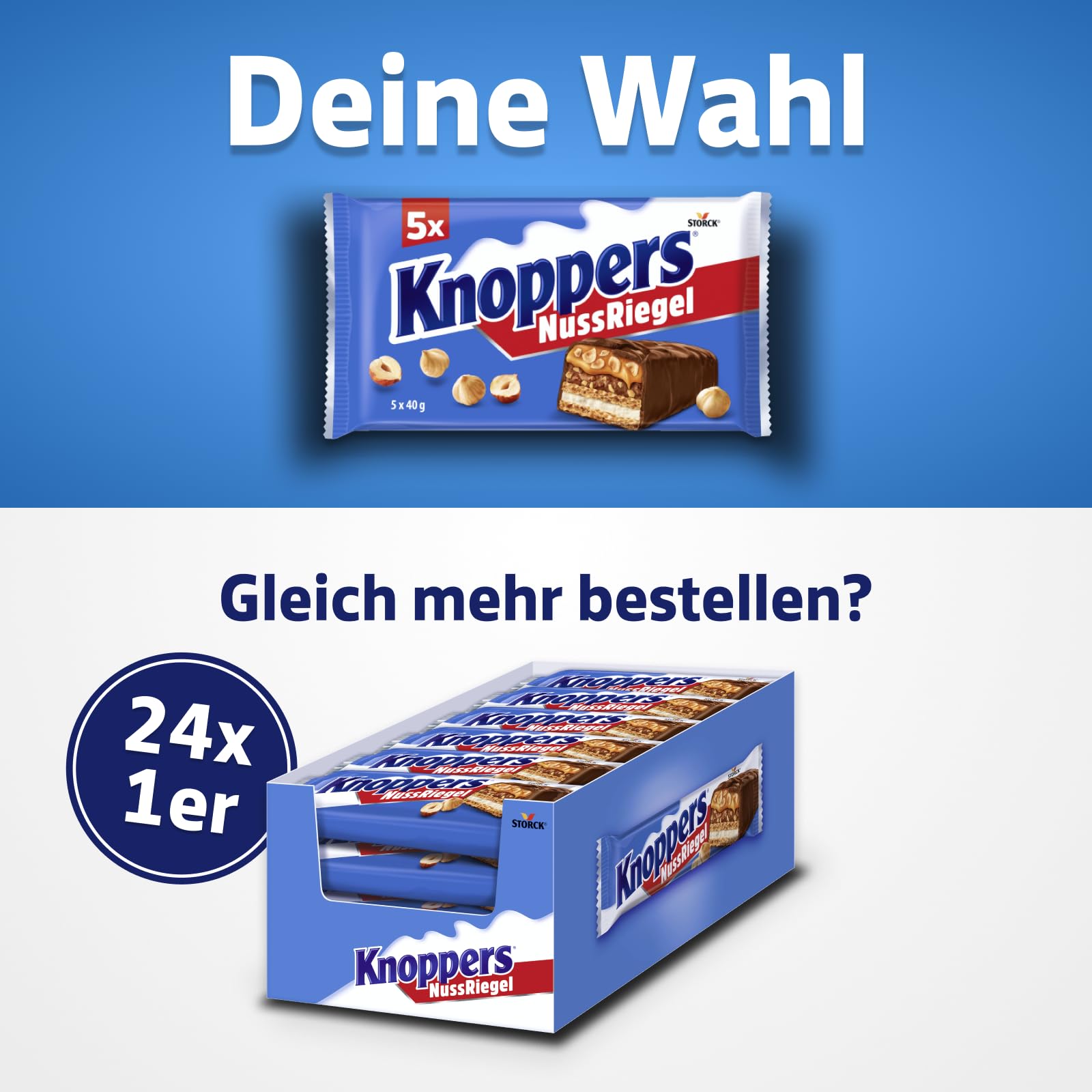 Knoppers NussRiegel – 1 x 200 g (5 Riegel) – Schokoriegel mit Milch- und Nougatcreme, Haselnüssen, Karamell und Vollmilchschokolade 6