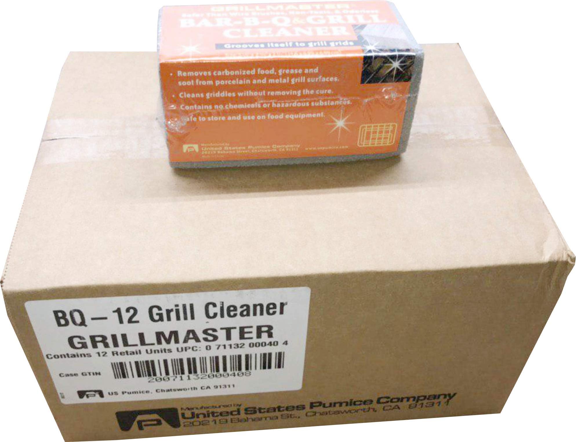 GRILLMASTERGrillmaster | BQ-12 | BBQ Cleaner Pumice Stone | Case of 12 | GrillBrick for Grill Cleaning | Medium Size | 5.75x2.75x2.75 inches (12)