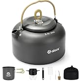 ALOCS 2.3L Portable Kettle with Pour Over Kit &amp; Mug, Camping Coffee Pot Set | Hard Anodized Aluminum Camping Kettle with Precision spout, Portable Backpacking Gear for Campfire &amp; Gas Stove