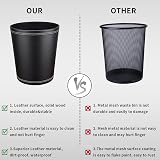 GORESE Leather Trash Can Wastebasket 9.4in Opening 11in H Black view 7