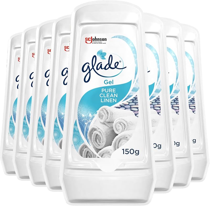 Glade Solid Gel Air Freshener 8 Pack Clean Linen 150g each