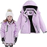 Simplee kids Girls Waterproof Snow Jacket Fleece Winter Windproof Ski Jackets for Toddler Girls Hooded Warm Coat