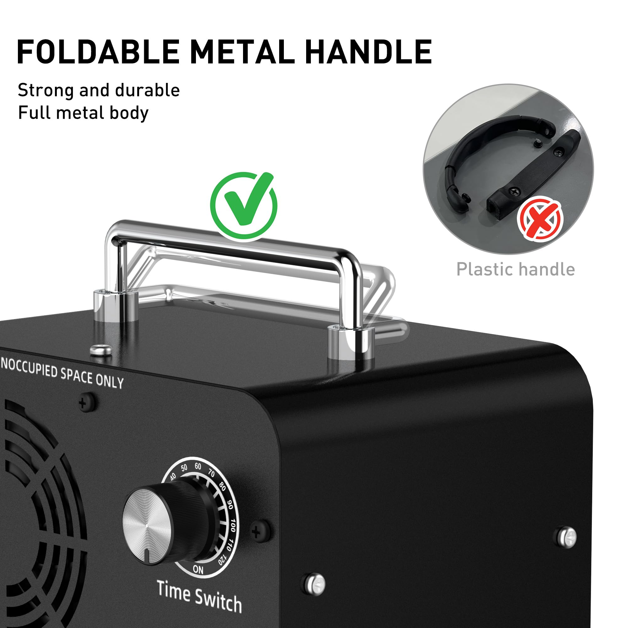 Commercial Ozone Machine 45,000mg/h, Industrial High Capacity of Multipurpose Ozone Purifier with Carry Handle for Home, Bar, Farm and Restaurant Black