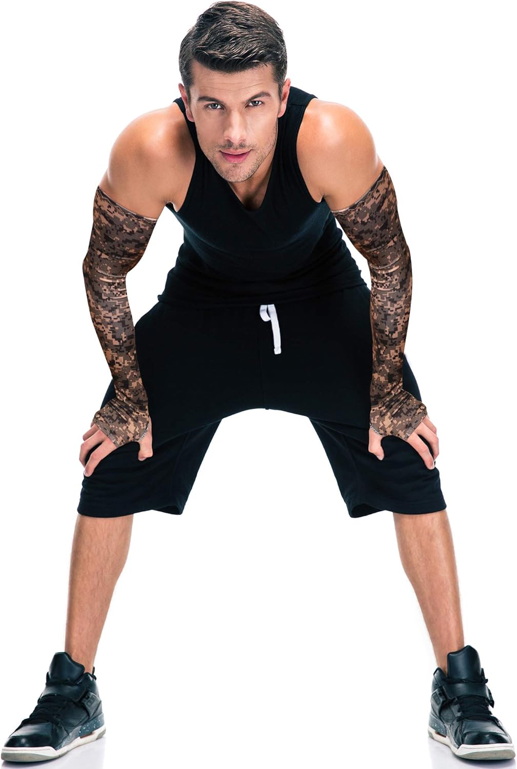 Bememo 10 Pairs Unisex Arm Sleeves UV Protection Arm Cover Ice Silk Sleeves Elastic Cooling Arm Sleeves for Outdoors Driving Cycling (Color Set 1) : Clothing