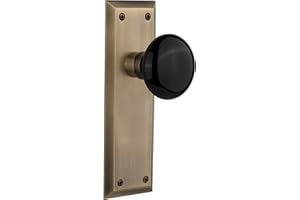Nostalgic Warehouse New York Plate & Interior Black Porcelain Round Door Knob