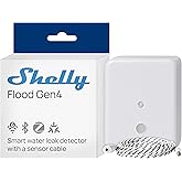 Shelly Flood Gen4, WiFi, Bluetooth, Zigbee, Matter Smart Flood Sensor with Leak Sensor Cable, Alexa, SmartThings, Google Home, Apple HomeKit Compatible, Flood and Rain Detection, Easy to Use, IP44