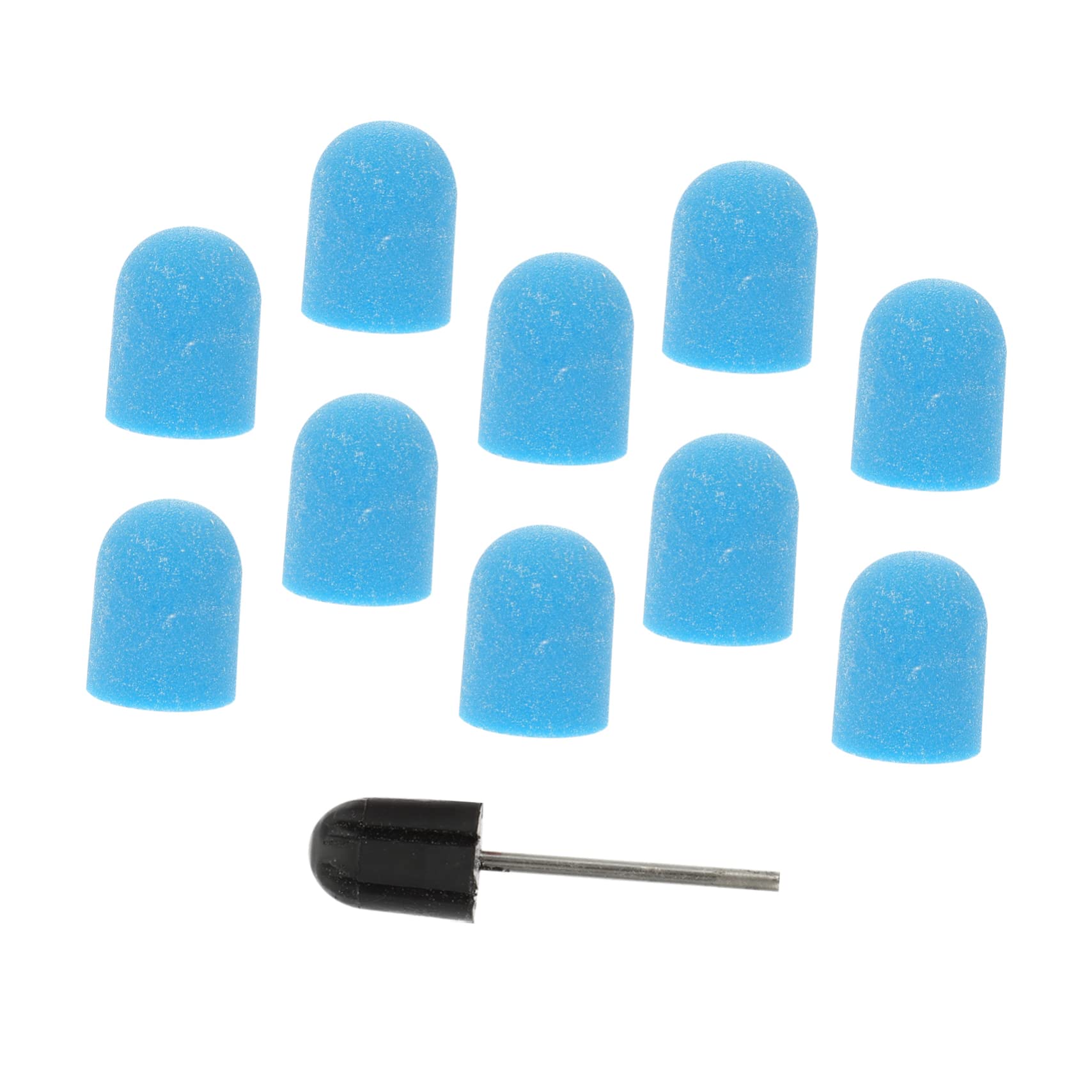 Gogogmee Nail Art Polishing Sanding Caps Set with 10 Replacement Caps and Grinding Head Manicure Tool for Cuticle Care Nail Cleaning Heat Resistant Design