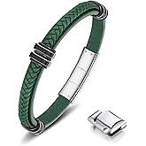 LUCKY2+7 Leather Bracelet for Men with Adjustable Stainless Steel Magnetic Clasp Multi-Layer Braided Mens Leather Bracelet