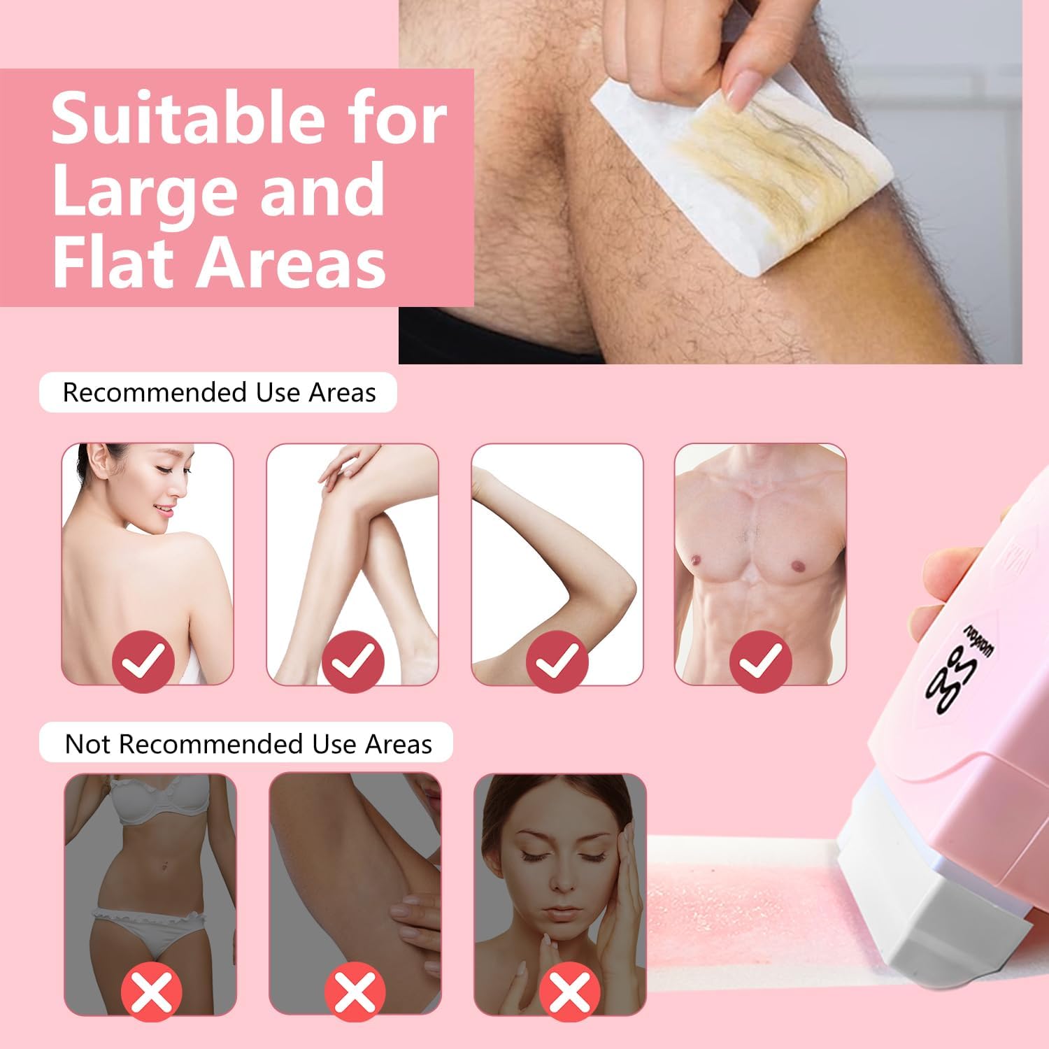 Roll On Wax kit,Waxing Kit for Women, Wax Roller, Roll On Wax Warmer for Hair Removal,at Home Waxing Kit for Women men,Soft Wax Heater for Larger Areas of the Body(pink)