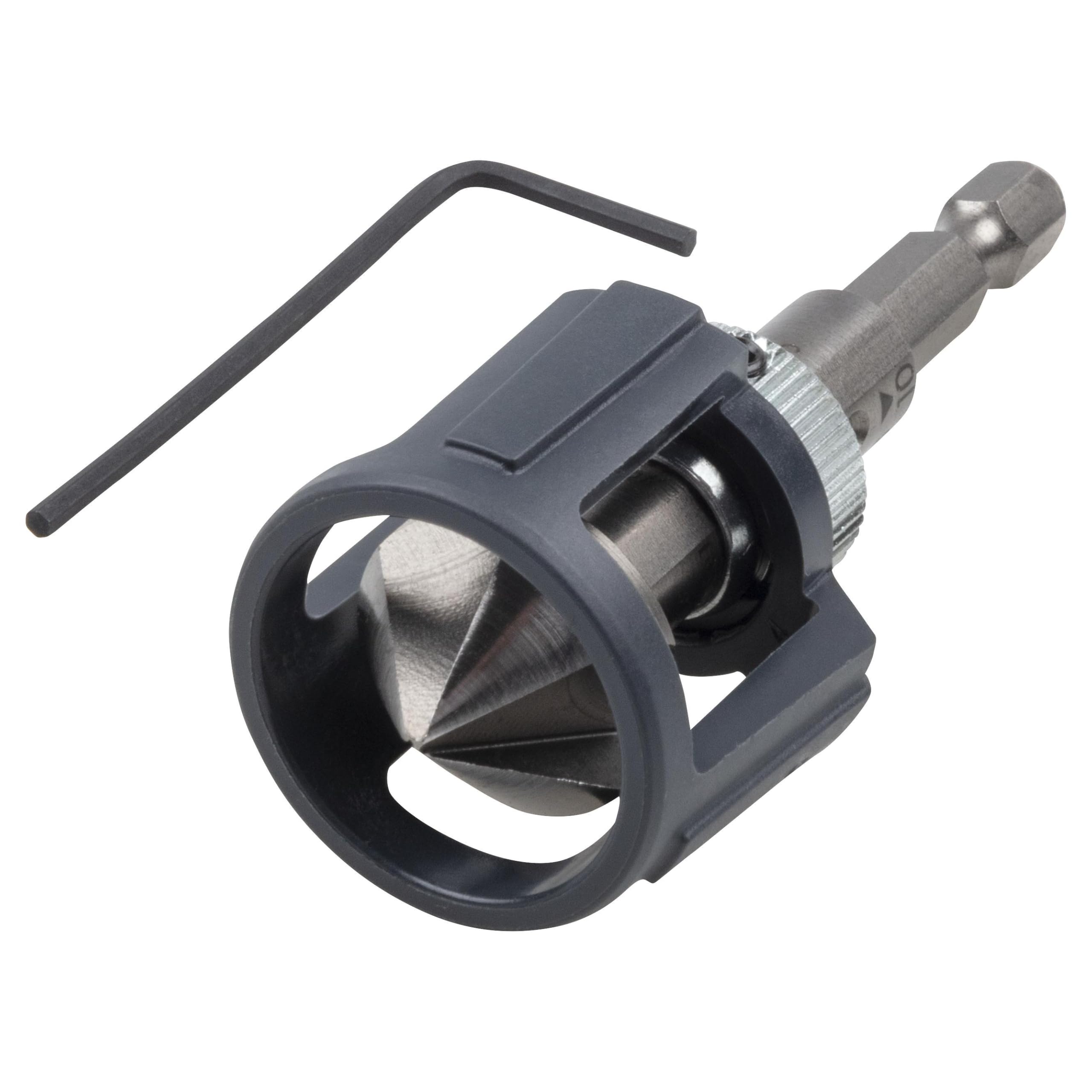 wolfcraft Countersink with Depth Stop, hexagonal shaft I 4390000 I Precise countersinking for flush screws in wood