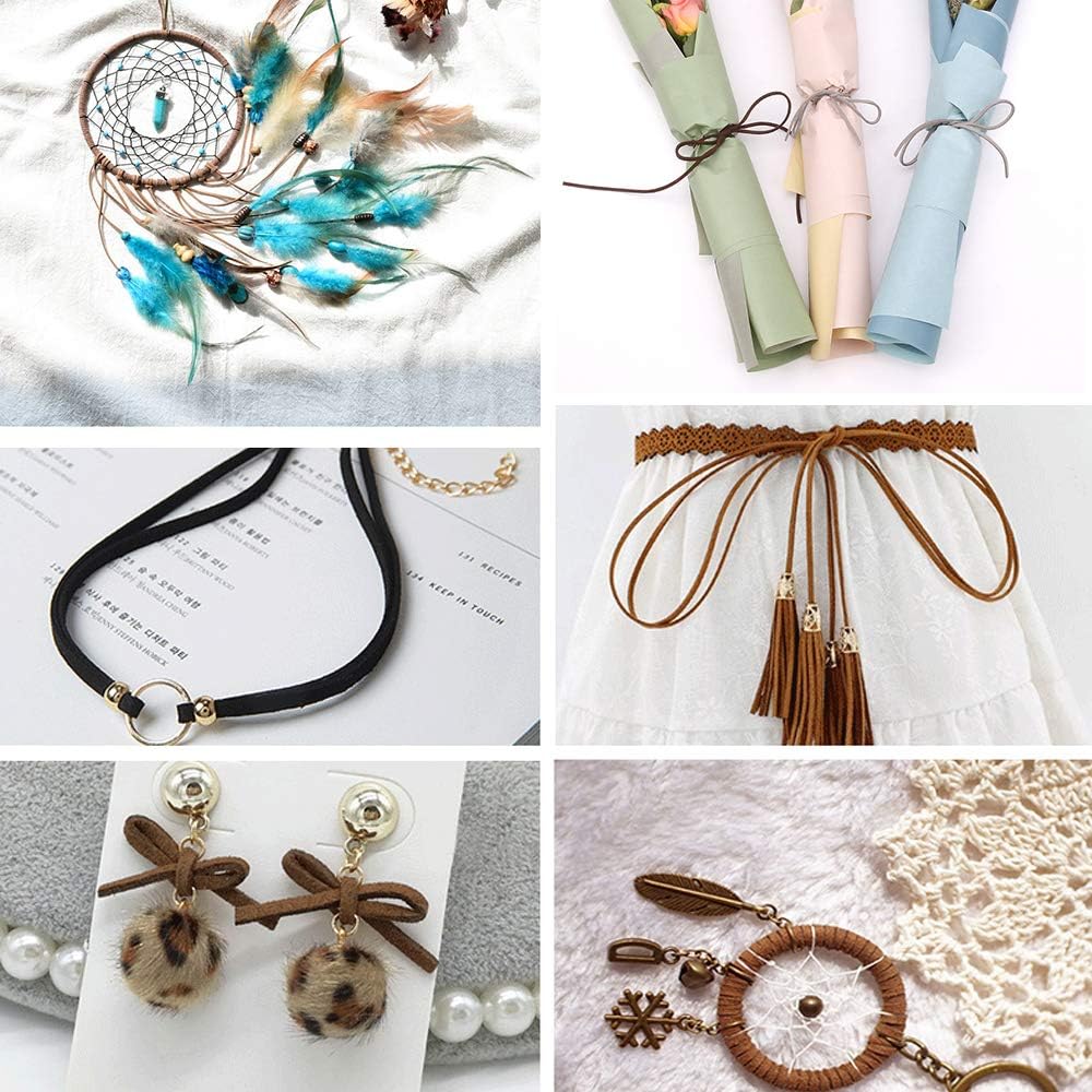 Leather Cords for Jewellery Making SOSMAR 7 Rolls Leather Necklace Cord String Rope Strips 3mm 35m Suede Cords for Making Bracelets Dream Catcher Home DIY Crafts with Cord Ends - Image 3