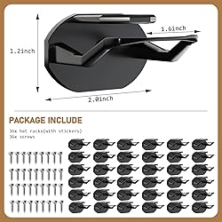 36 Pack Adhesive Hat Hooks for Wall, Super Strong