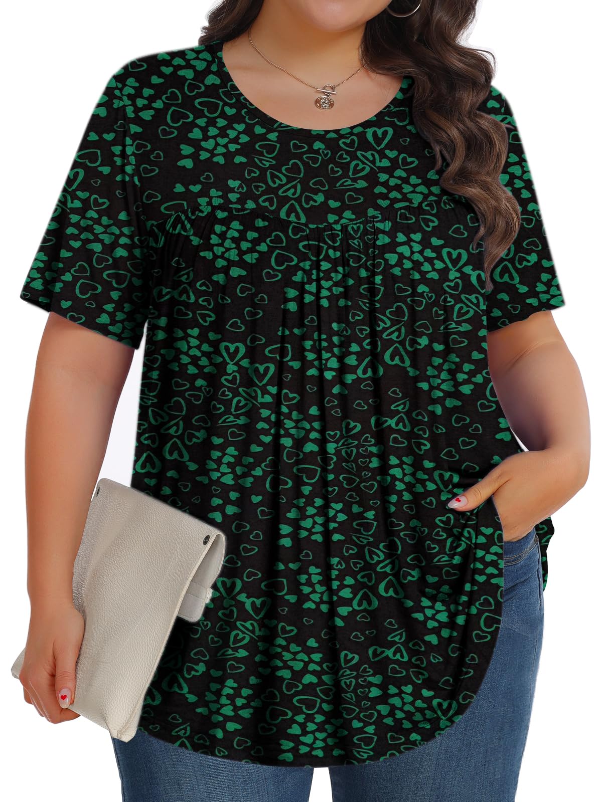 Womens Plus Size Tops Tunic Short Sleeve Crew Neck Shirts Casual Soft ...