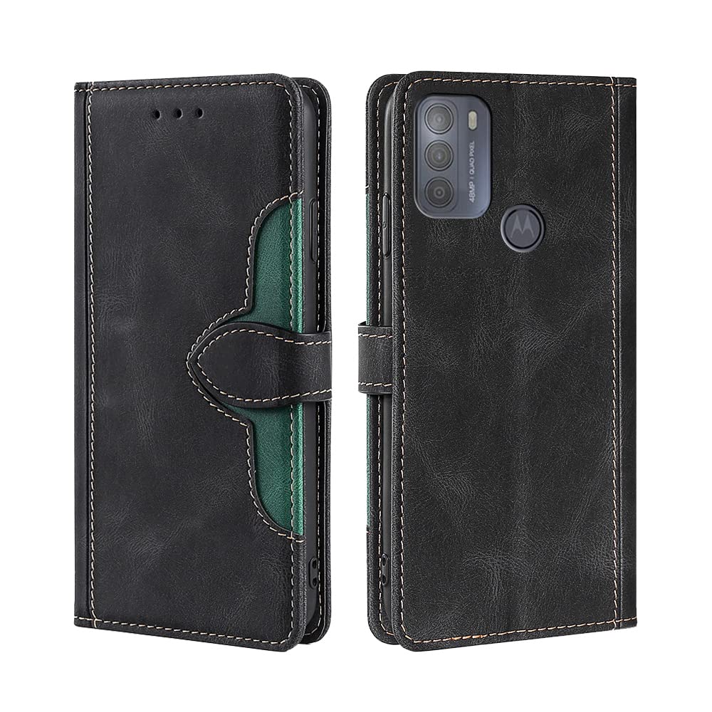 JIAFEI Case for Motorola Moto G50, Premium PU Leather Flip Wallet Phone Cover, with Stand/Card Slot Features,Black