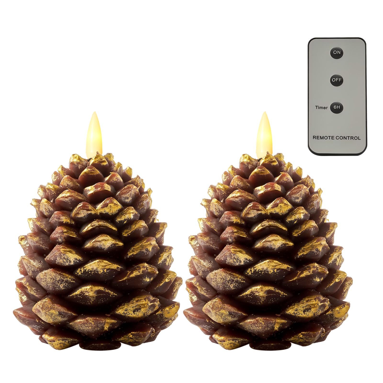 Photo 1 of ***BATTERY OPERATED***DN DECONATION Flameless Pinecone Candles for Christmas Table Decor, Led Pine Cone Candle with Remote and Timer, Battery Operated Christmas Candle Pinecones Decoration Indoor Holiday***BATTERY OPERATED***