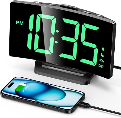GOLOZA Digital Alarm Clock with 5 Brightness Levels Night Mode 12/24H