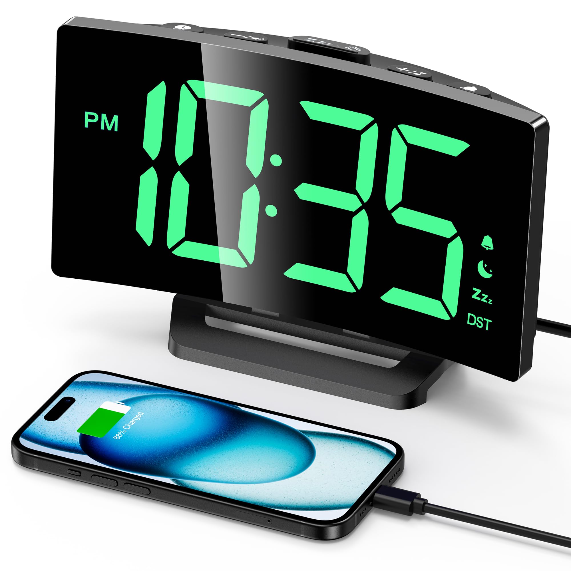 GOLOZA Upgraded Digital Alarm Clock for Bedrooms, Digital Clock with Customizable Night Mode, 5 Levels Brightness+Off, 2 Volume, 3 Alarm Tones, Snooze, USB Charging Port, Power-Off Memory, 12/24H/DST