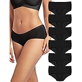 PURILINE Seamless Underwear For Women 6 Pack Mid Waisted No Show Womens Underwear Stretch Brief Thin Ladies Hipster Panties