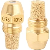 Solid Oil Burner Nozzle 0.75-80 B for Oil Furnace and Beckett Burner Parts | 2 Pcs,80 Degree Spray Angle, Brass