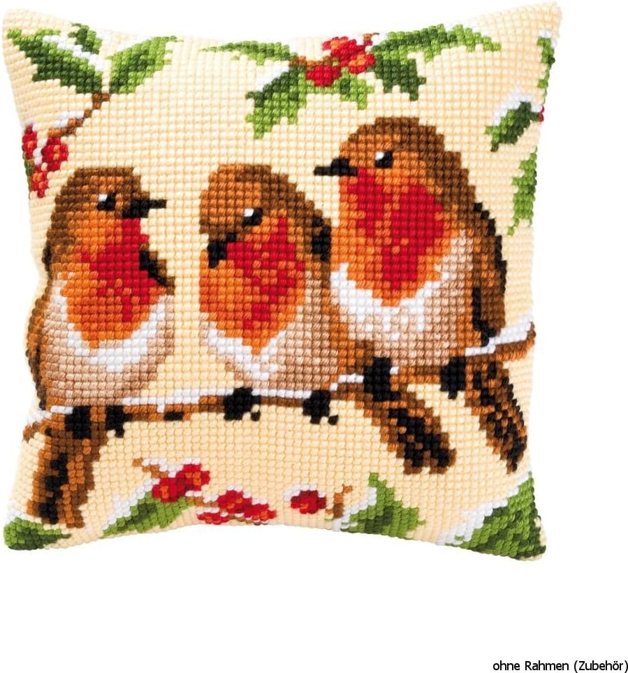 Vervaco Robins Cross Stitch Cushion, Multi-Colour, 1200\913, 40 x 40cm - Image 3