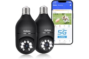 GYLIZIEX Light Bulb Security Camera 2 Packs, 5G&2.4GHz 2K Security Cameras Wireless Outdoor 360° PTZ Cameras for Home Security with Color Night Vision, 2 Way Talk, AI Human Detection, Screw in Light Socket