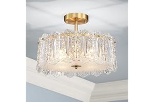 AGV LIGHTING Semi Flush Mount Ceiling Chandelier, Gold Semi Flush Mount Ceiling Light Fixture, with 4-Lights, D45 CM