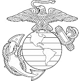 Officially Licensed United States Marine Corps USMC Eagle Globe Anchor (Black/White) Vinyl Decal - 3 inches - Made in USA