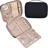 BELALIFE Travel Jewelry Organizer, Portable Storage Case for Earrings, Rings, Necklaces, Bracelets, Black