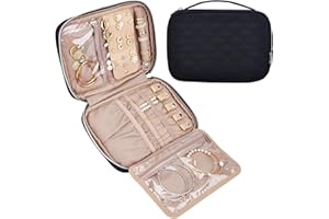 BELALIFE Travel Jewelry Organizer, Portable Storage Case for Earrings, Rings, Necklaces, Bracelets, Black