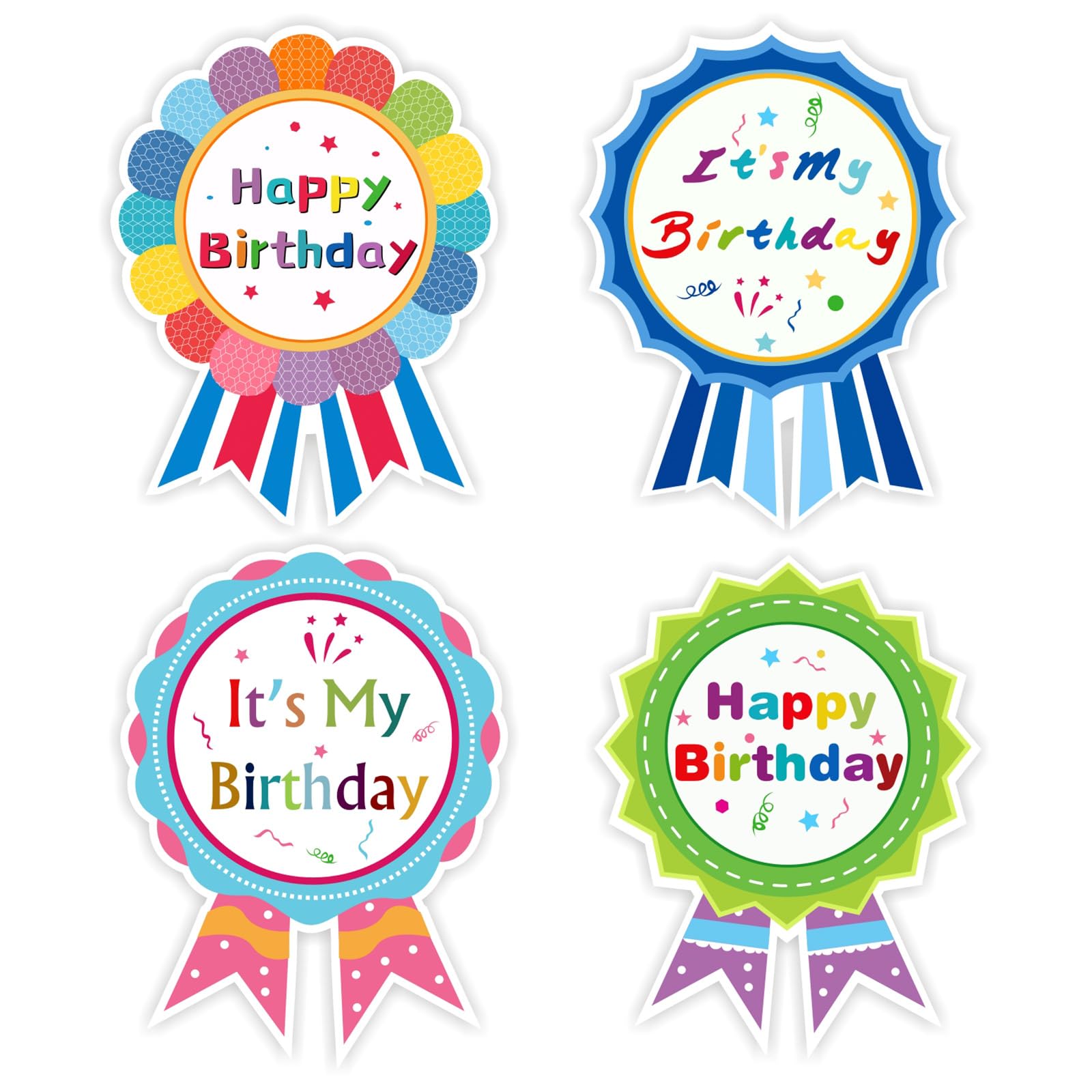 Photo 1 of 120 Pcs Happy Birthday Badge Stickers It's My Birthday Stickers for Kids Home Classroom Birthday Party Decoration
