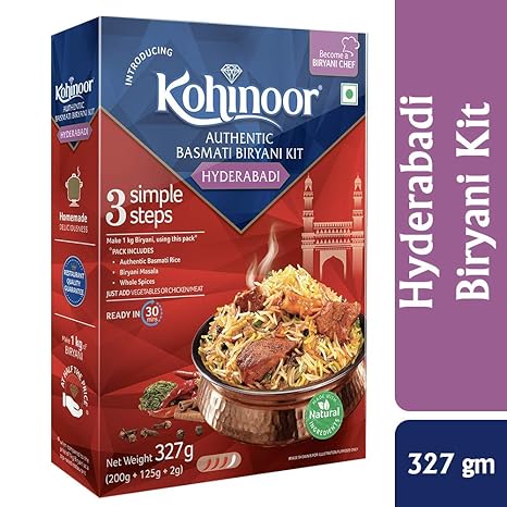 Kohinoor Authentic Basmati Biryani Kit, Hyderabadi, 327g