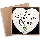 Thank You Gifts for Helping Me Grow - Ceramic Heart Keepsake for Teacher Appreciation, Thanksgiving, Christmas, Teacher's Day