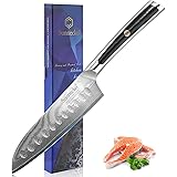 Sunnecko Santoku Knife 5 Inch - Damascus Kitchen Knife Professional Japanese Chef's Knife of Sharp Damascus VG-10 Steel for M