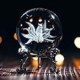 HDCRYSTALGIFTS 3D Crystal Ball with Stand - 60mm Laser Carved Nine-Tailed Fox Glass Full Sphere Art Decorative Ball Paperweight