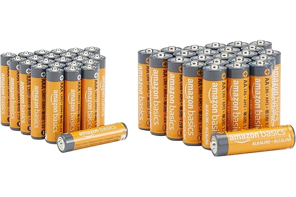Amazon Basics AA & AAA High-Performance Alkaline Batteries Value Pack - 24 Double AA Batteries and 24 Triple AAA Batteries (4