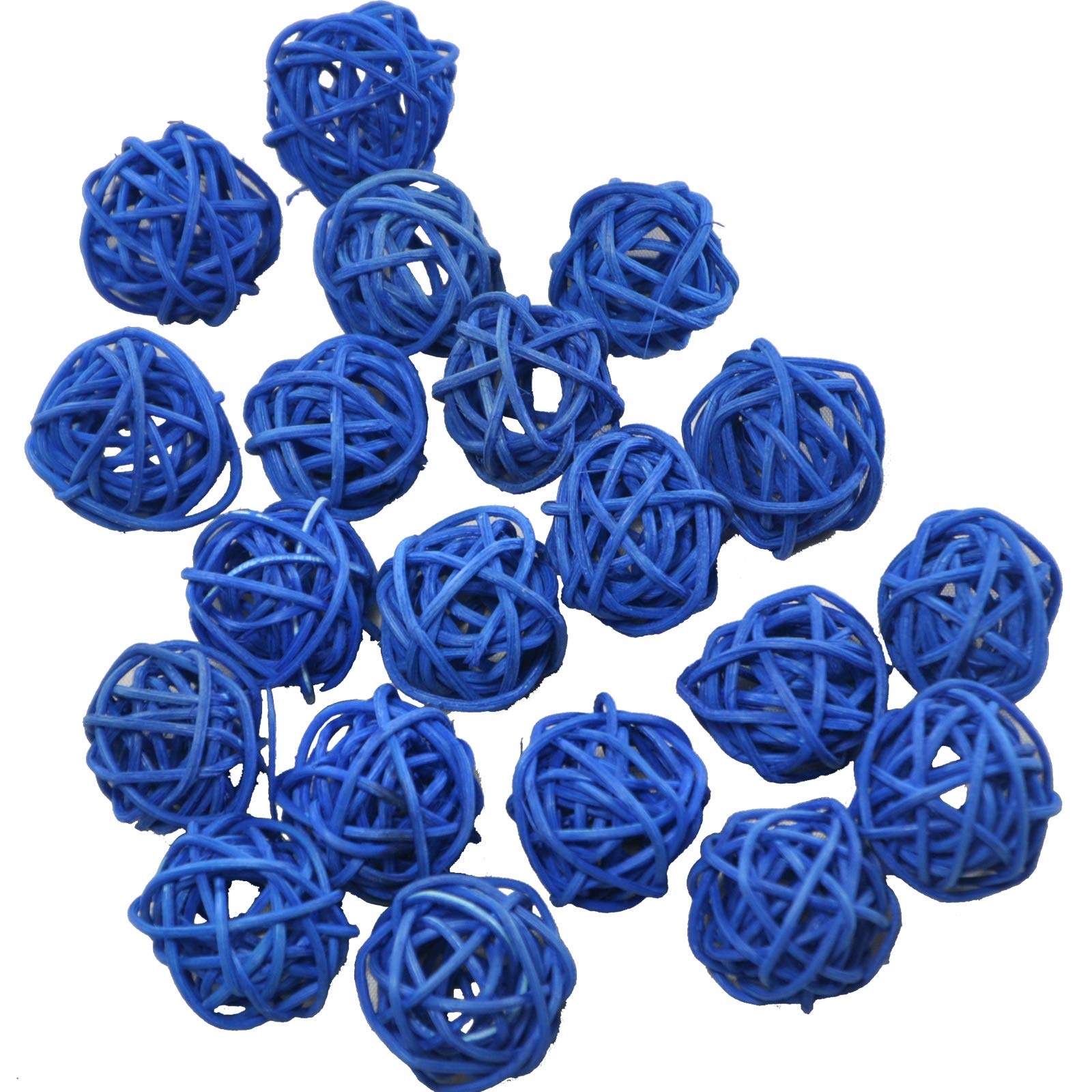 Ougual Natural Wicker Rattan Balls Table Wedding Party Hanging Wobble Ball Christmas Decoration (3cm, 20pcs, Blue) — image 1