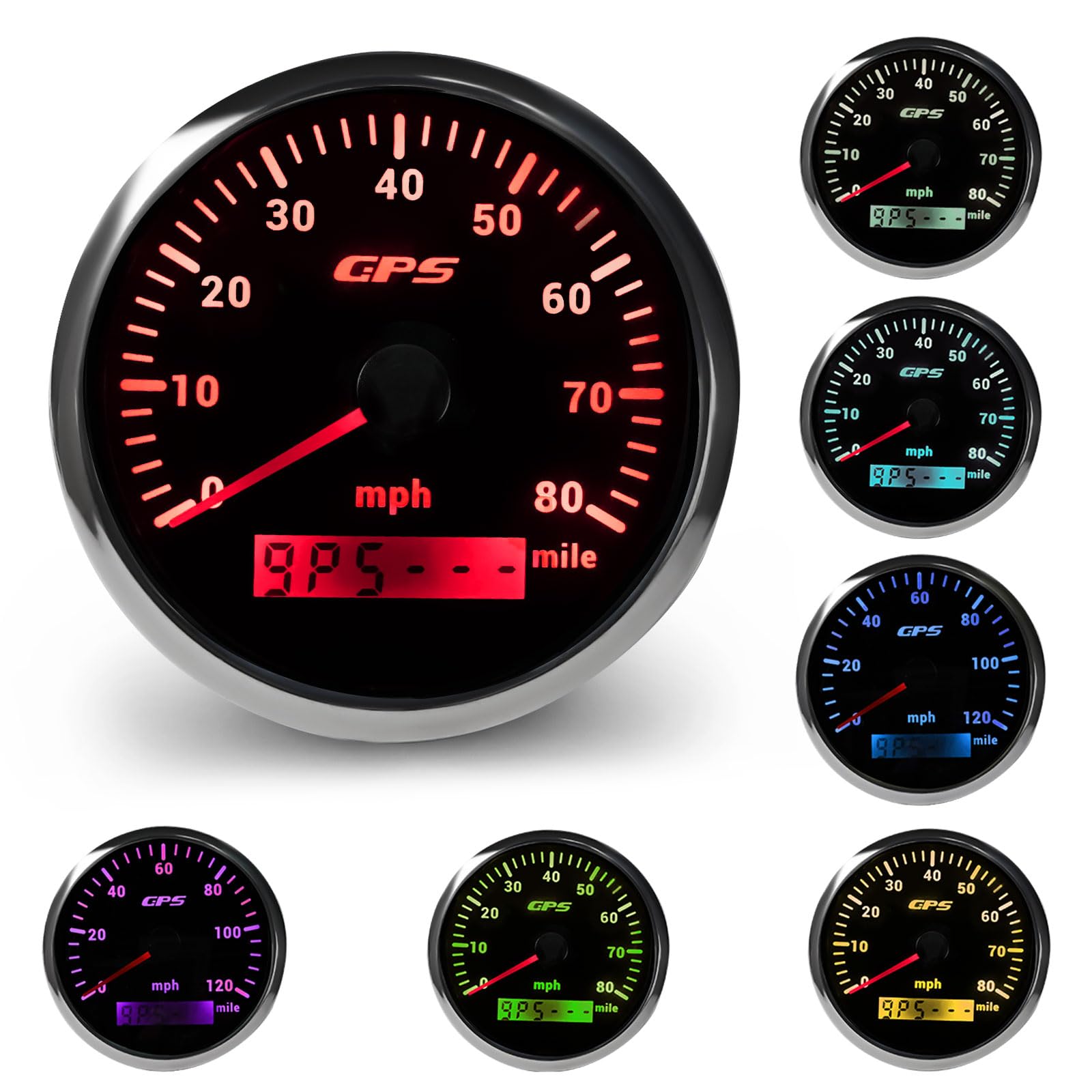 WATERWICH GPS Speedometer Gauge 85mm (3.34 inch) Odometer 0-80MPH for ...