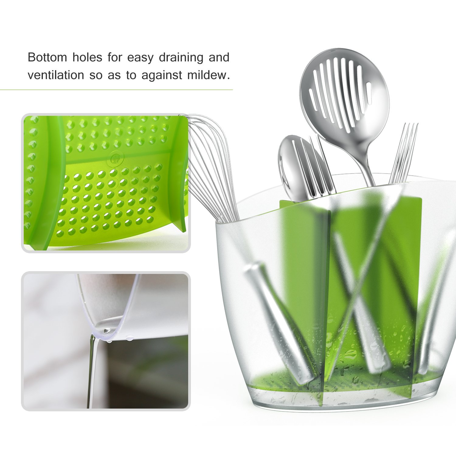 Kitchen Utensil Holder Flatware Caddy Plastic Container Cutlery