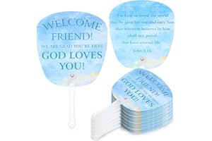Geelin 50 Pcs Welcome to Our Church John 3: 16 Fan Bulk Christian Plastic Handheld Fan for Church Services Palm Sunday Outdoor Worship Services Bible Party Decorations Gifts