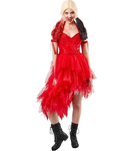 Harley Quinn Sequin Chemise Costume Dress with Fringe (Adult X-Small) : Clothing, Shoes & Jewelry