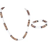 BlueRica Coconut Beads and Puka Shell Beads Necklace &amp; Bracelet Set