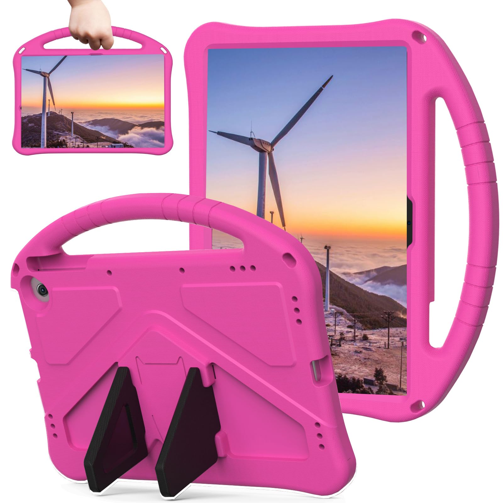 Sfulatdc Tablet Case with Handle and Kickstand Lightweight Kids Friendly Shockproof Cover Compatible with Google Pixel 11 inch Rose