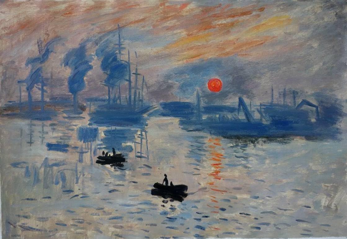 eastpainting Hand-Painted Impressionism Oil Painting Impression, Sunrise by Claude Monet Unframed Reproduction (24x36 Inches)