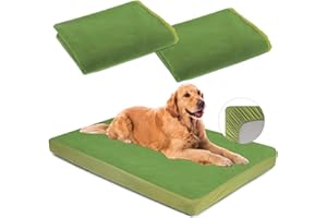 LOTUFLOR Dog Bed Covers Replacement Washable 100% Waterproof Soft Dog Bed Sheet Green 2 Pack 35" x 44" XL