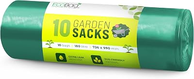 EcoBag 10 Pack Extra Strong Heavy Duty 100L Garden Sacks 30 Micron