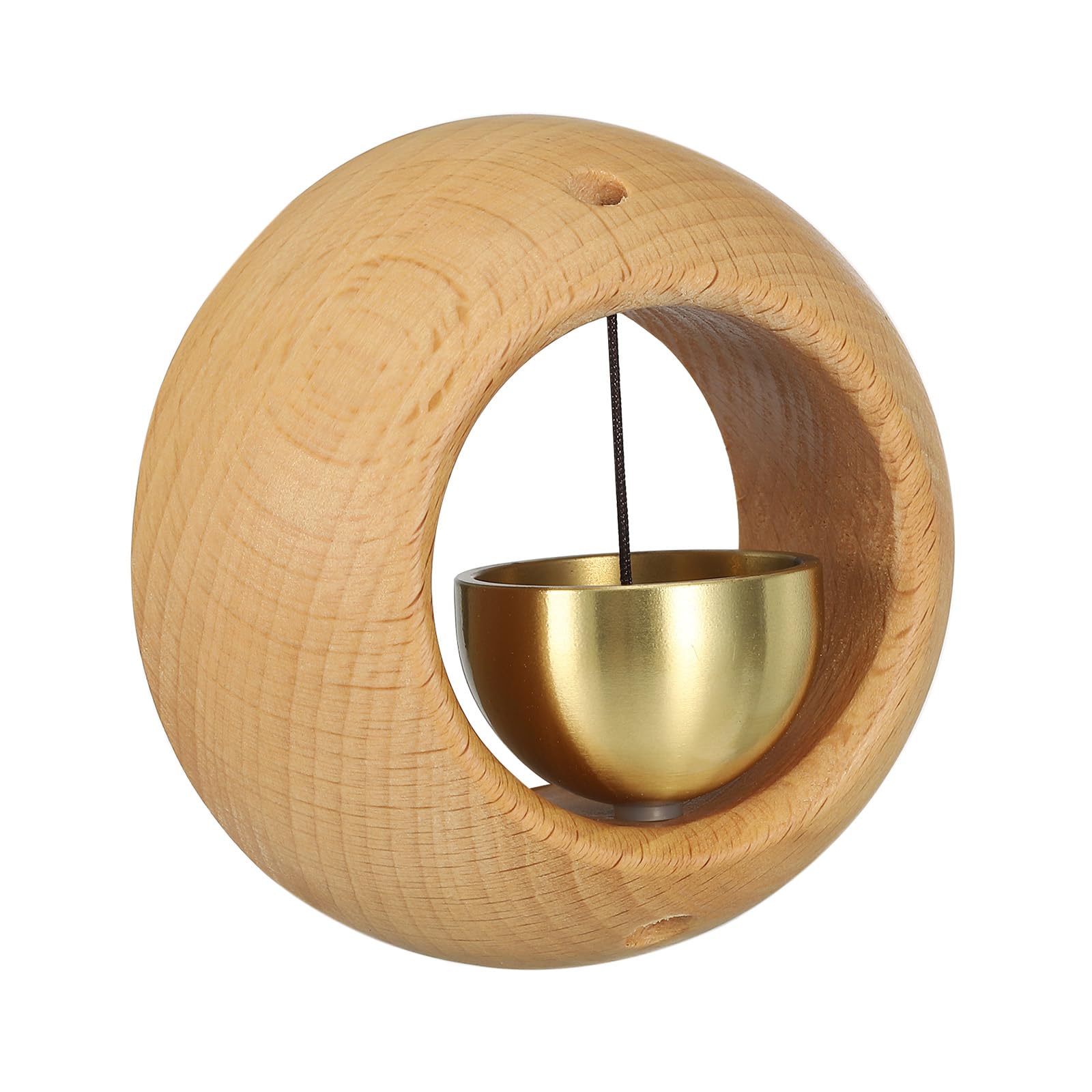 PATIKIL Magnetic Shopkeepers Bell for Door Opening, Woodybeing Door Chime for Business Office Ornaments Hanging Decoration Entrance Fridge Sticker Beech (Round Bowl)