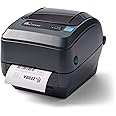 ZEBRA GX430t Monochrome Thermal Transfer Desktop Printer Print Width of 4 in USB Serial and Parallel Port Connectivity GX43-1